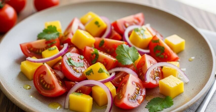 Salada de Tomate com Manga: O Toque Tropical que Vai Surpreender! 2 Salada de Tomate com Manga