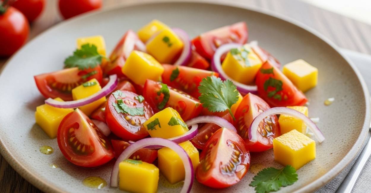 Salada de Tomate com Manga: O Toque Tropical que Vai Surpreender! 1 Salada de Tomate com Manga