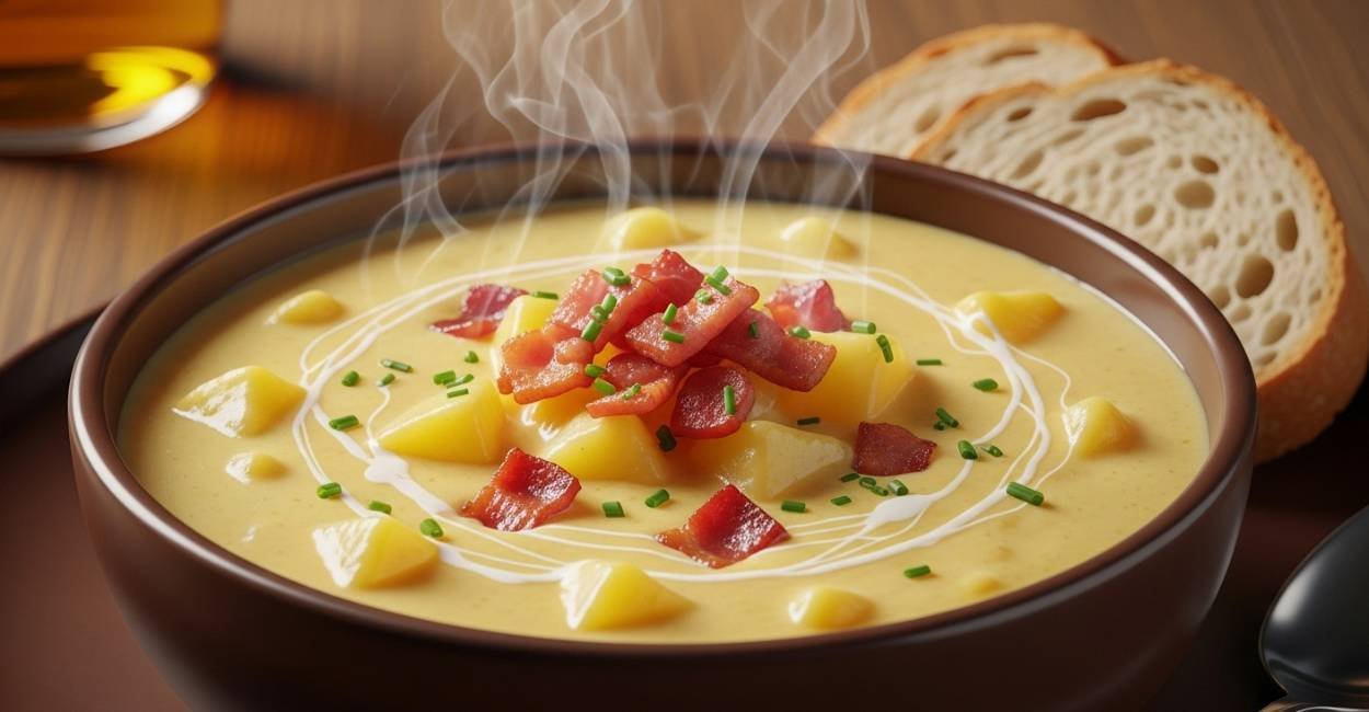 Caldo de Batata com Bacon: Sabor e Conforto em Uma Só Colher 1 caldo de batata e bacon