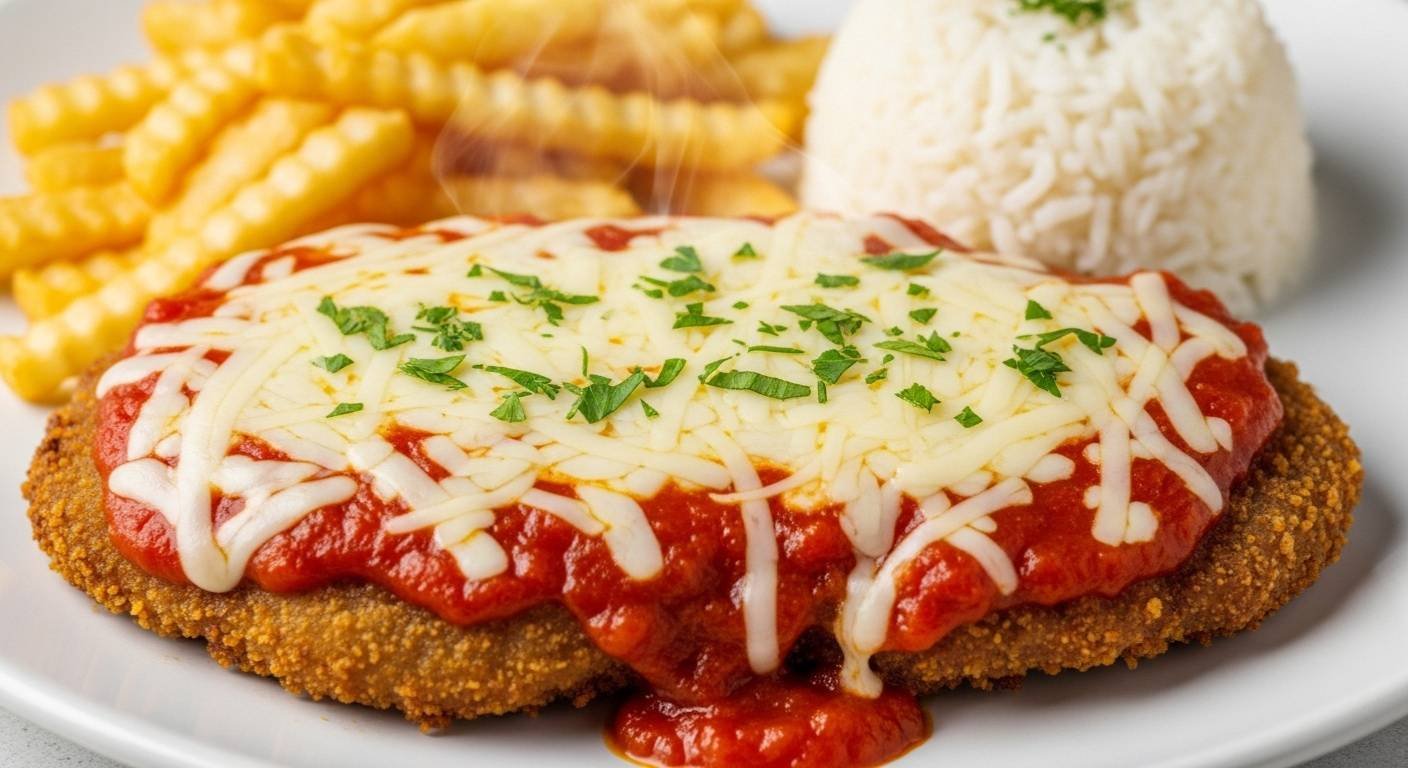 Bife à Parmegiana Suculento: Surpreenda no Almoço de Domingo! 1 Bife à Parmegiana