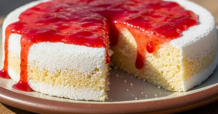 Bolo de Tapioca com Geleia de Morango: Delícia Cremosa e Refrescante 1 Bolo de Tapioca