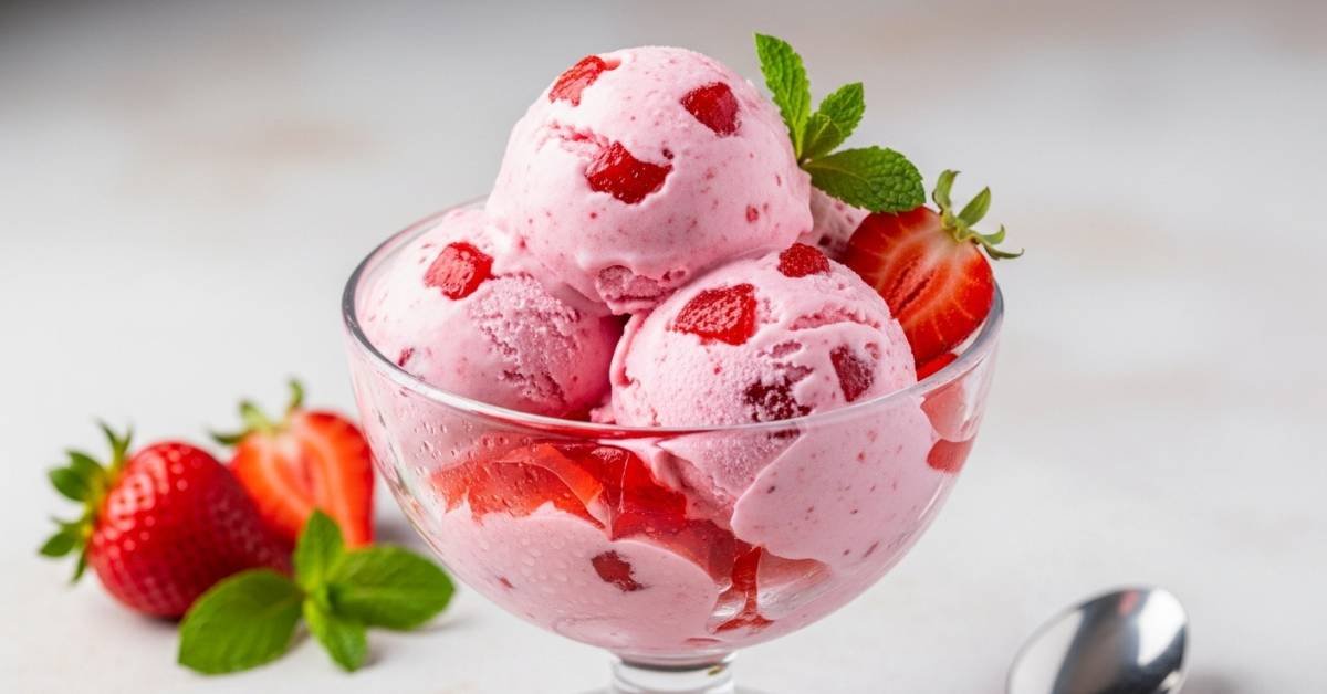 Sorvete Caseiro de Gelatina de Morango: Sobremesa Cremosa e Refrescante 1 sorvete morango 01