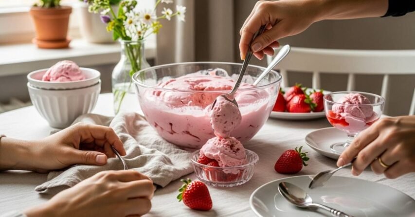 Sorvete Caseiro de Gelatina de Morango: Sobremesa Cremosa e Refrescante 4 sorvete morango 02