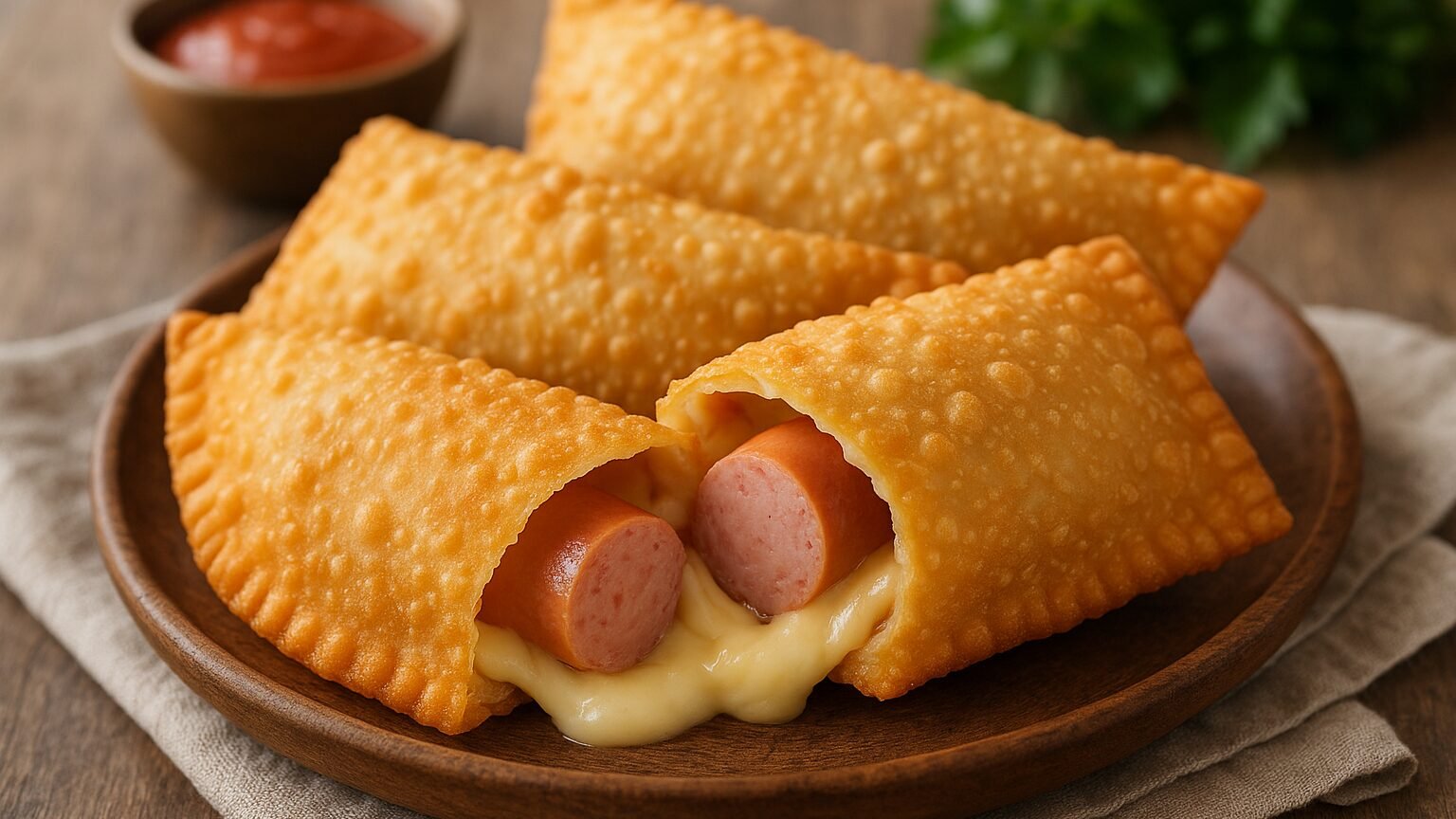 Aprenda a fazer pastel frito de salsicha e queijo fácil 2 Aprenda a fazer pastel frito de salsicha e queijo fácil