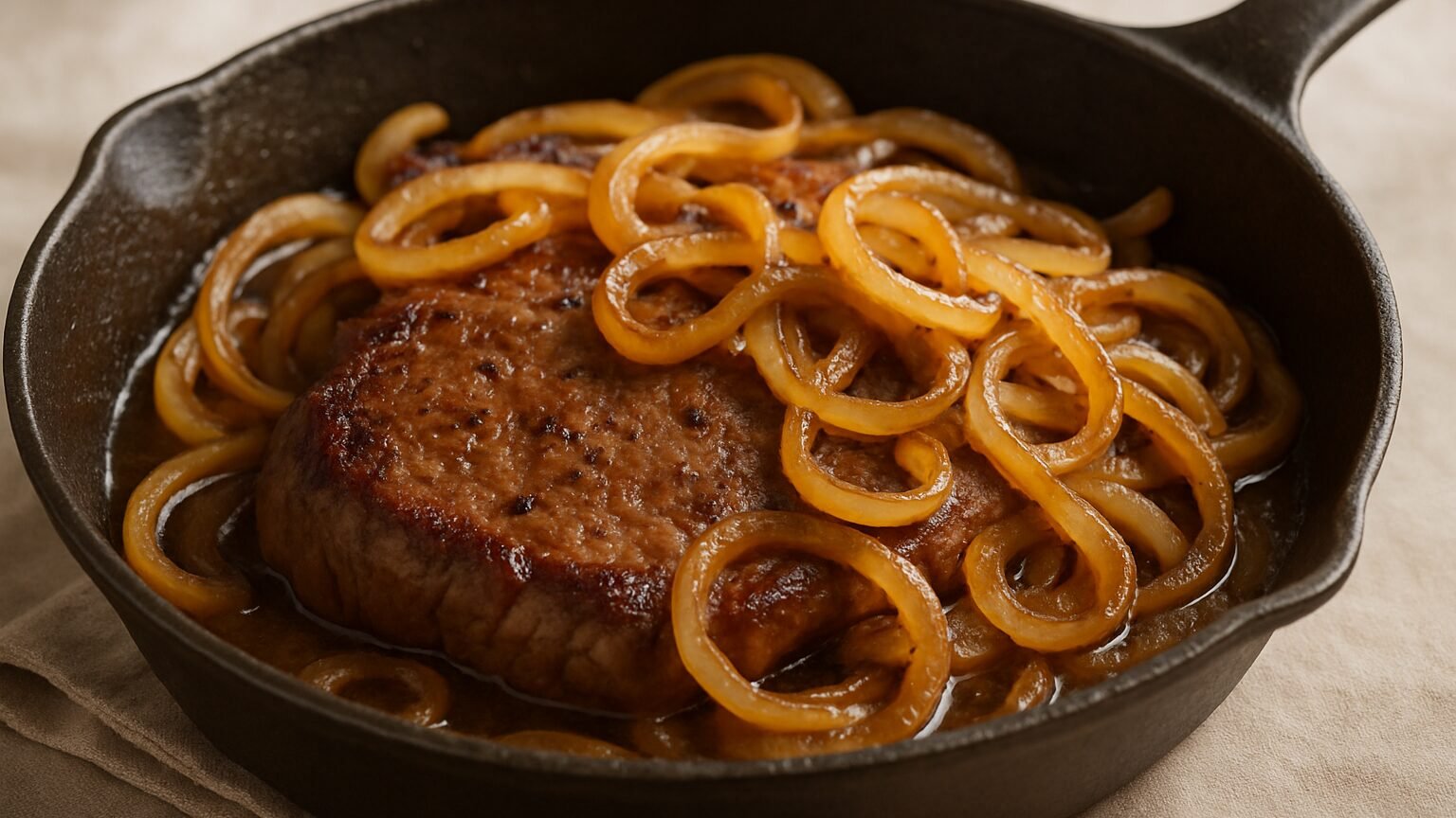 Bife Acebolado Suculento na Frigideira: Uma Delícia Rápida! 2 Bife Acebolado Suculento na Frigideira: Uma Delícia Rápida!