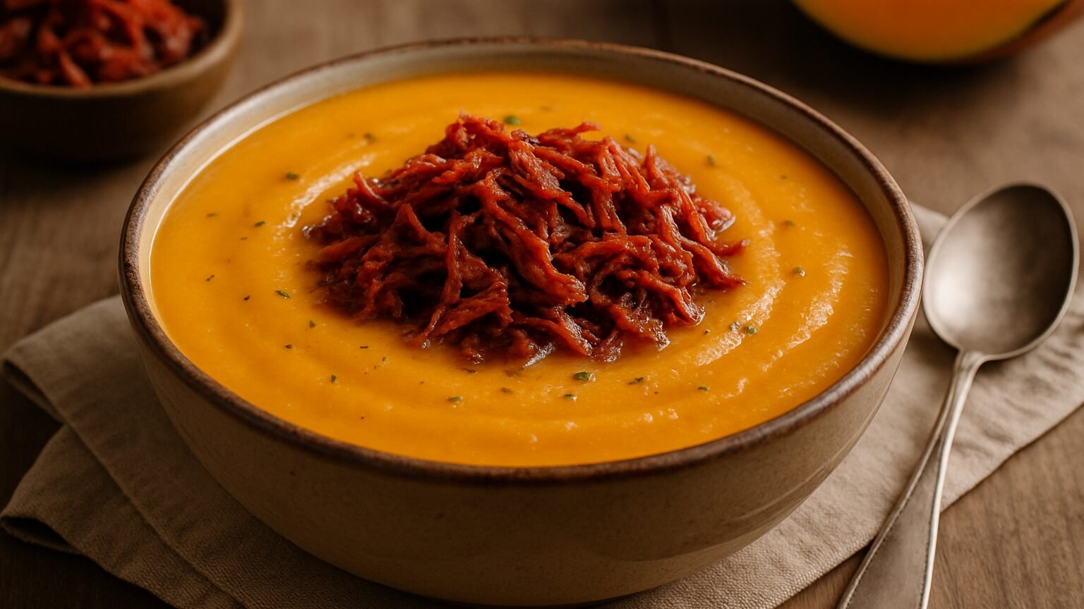 Creme de Abóbora com Carne Seca Irresistível
