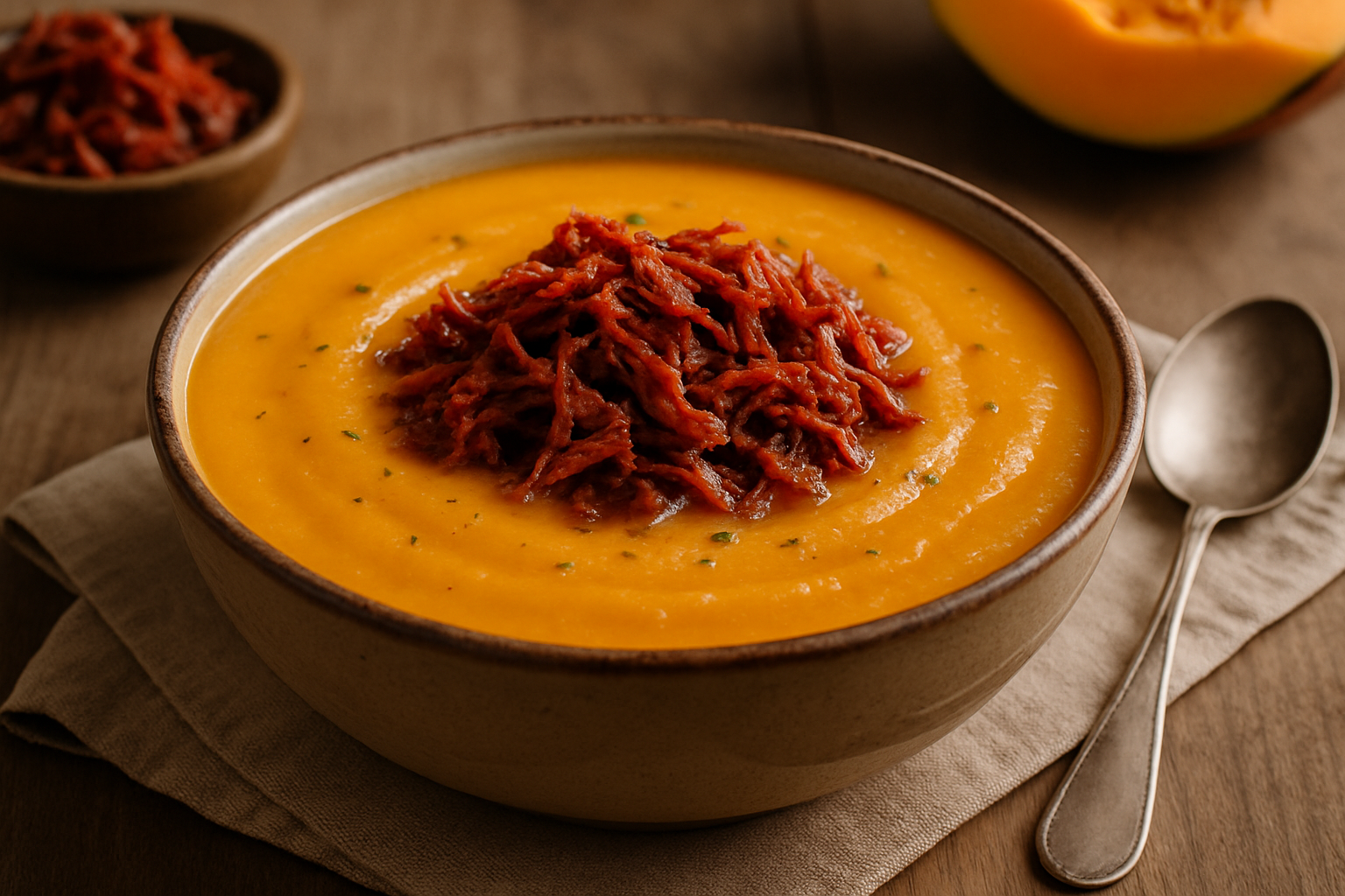 Creme de Abóbora com Carne Seca Irresistível