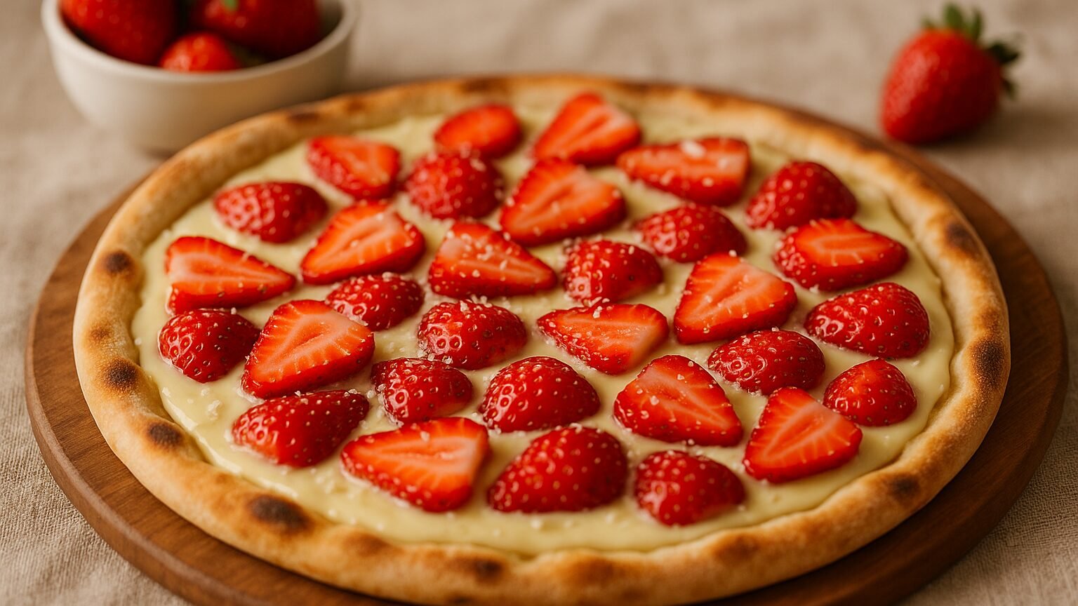 Delicie-se com a Pizza de Chocolate Branco e Morango!