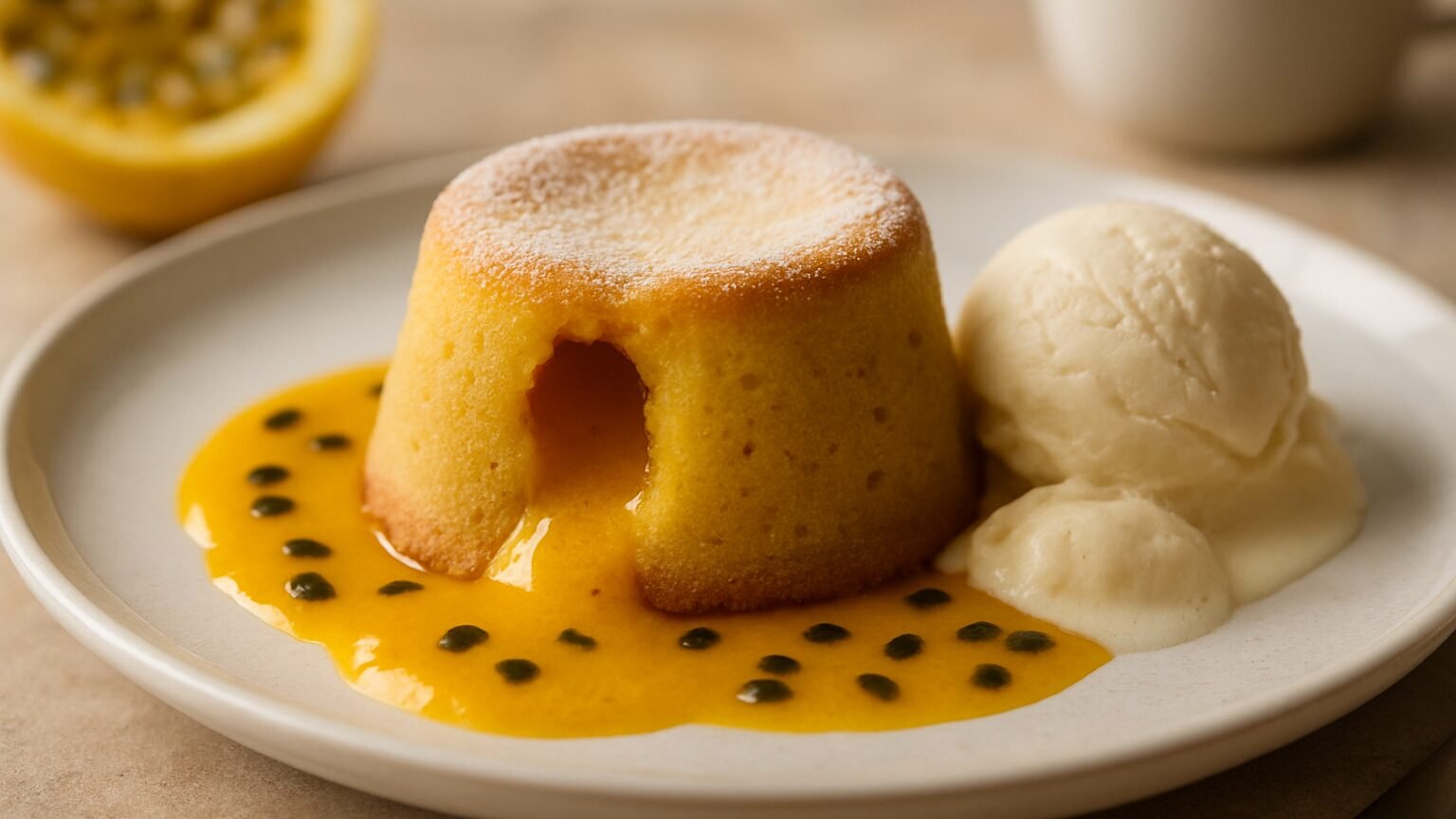 Delicie-se com o Petit Gâteau de Maracujá!