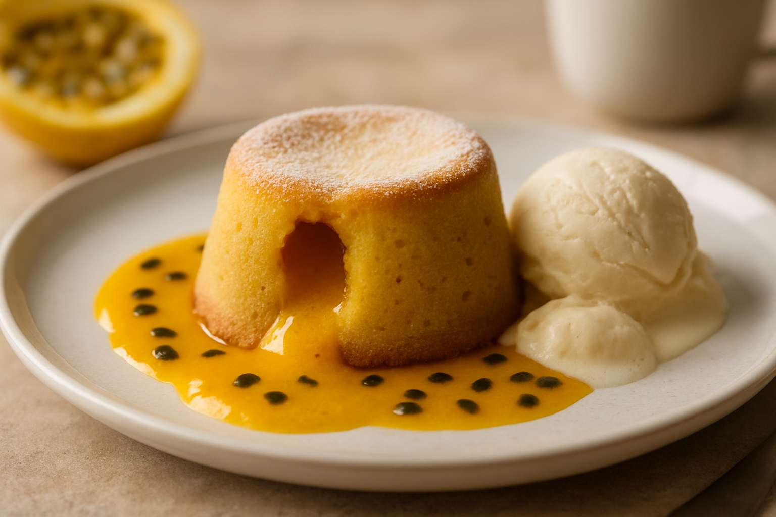 Delicie-se com o Petit Gâteau de Maracujá!