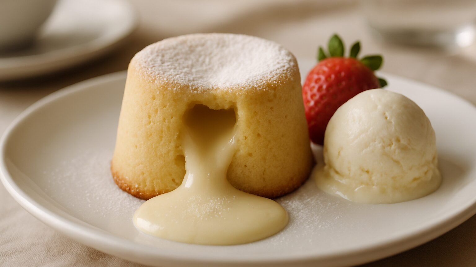 Delicie-se com um Irresistível Petit Gâteau de Chocolate Branco