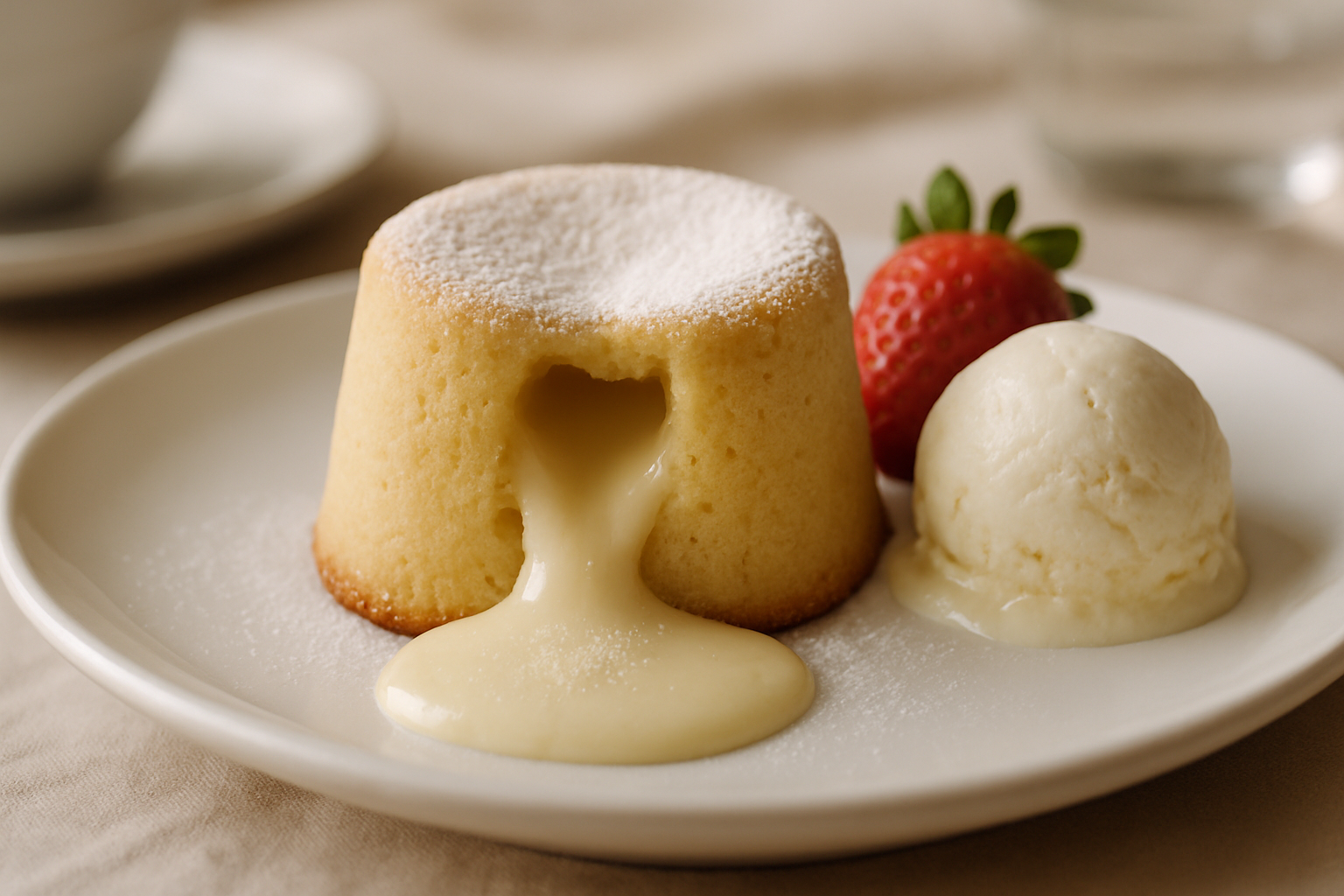 Delicie-se com um Irresistível Petit Gâteau de Chocolate Branco