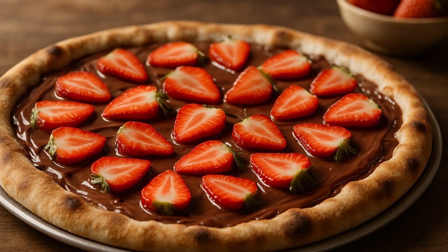 Deliciosa Pizza de Chocolate com Morango