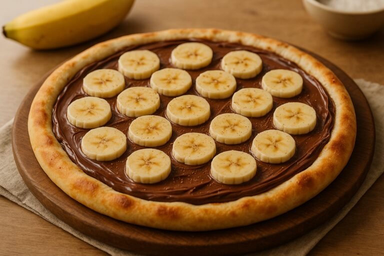 Pizza de Nutella com banana em 30 minutos e 3 ingredientes 4 Deliciosa Pizza de Nutella com Banana: A Sobremesa dos Sonhos!