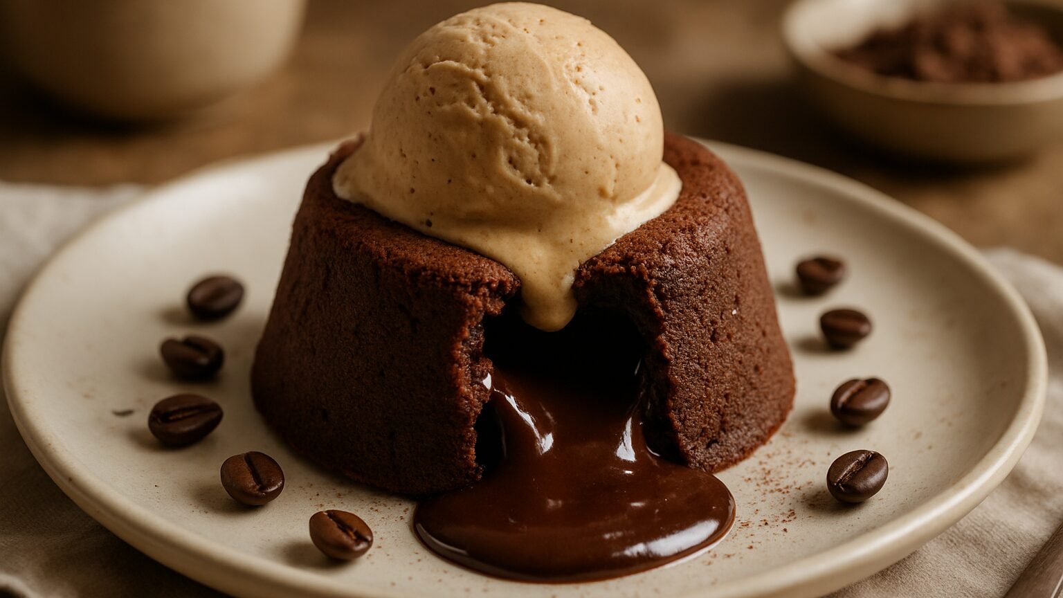 Delicioso Petit Gateau de Café com Chocolate