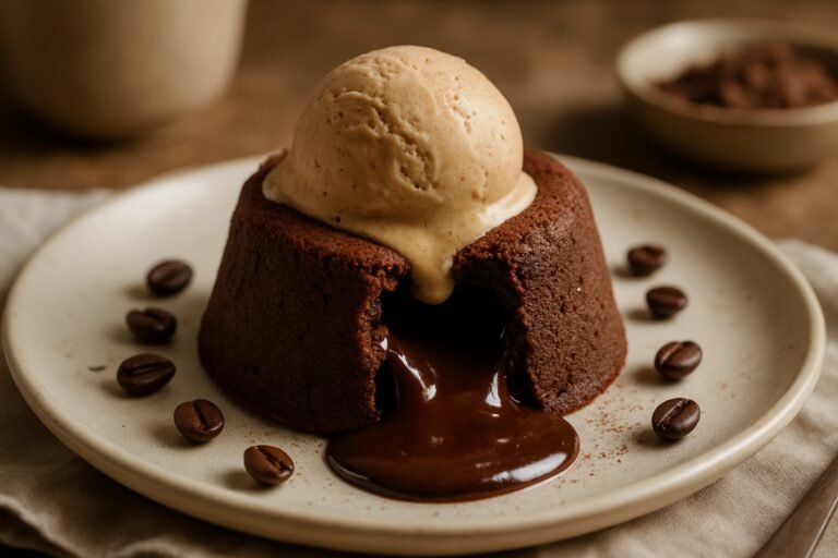 Delicioso Petit Gateau de Café com Chocolate