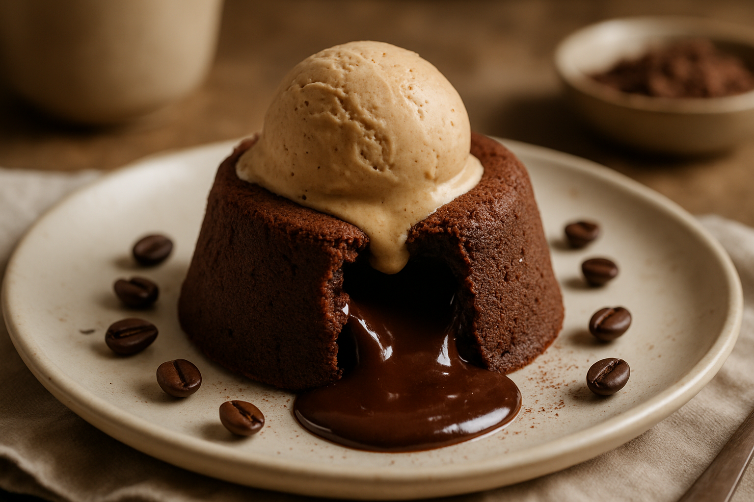 Delicioso Petit Gateau de Café com Chocolate