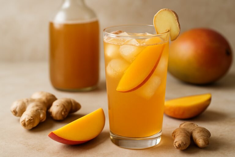 Kombucha de Manga com Gengibre: Refrescância Tropical em Cada Gole!