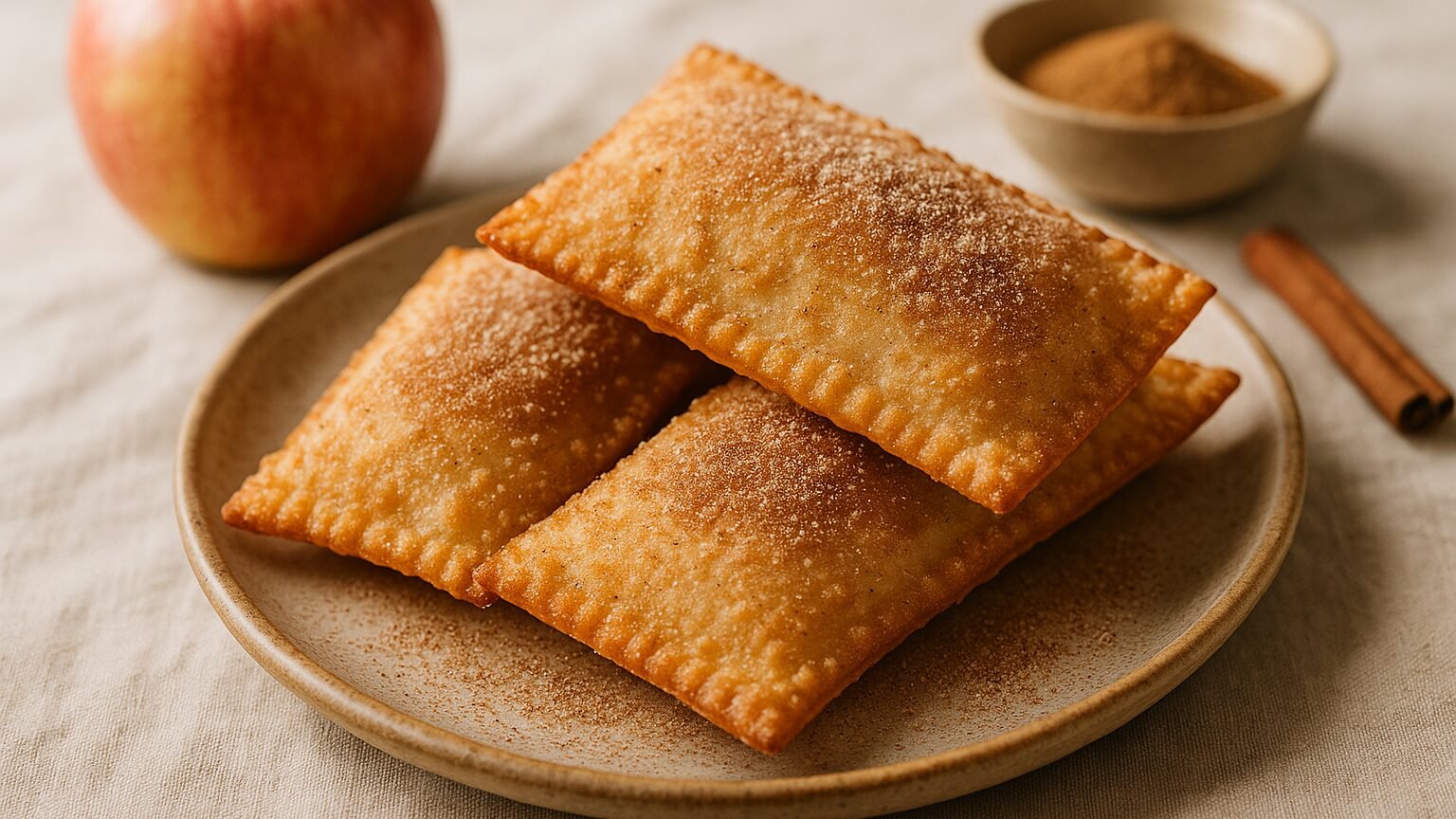 Pastel frito de maçã com canela: sabor e crocância