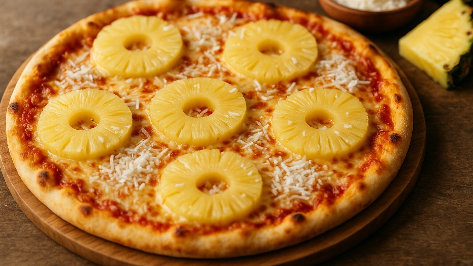 Pizza de abacaxi com coco pronta em 30 minutos e fácil de fazer 2 Pizza de Abacaxi com Coco: Uma Explosão de Sabor Tropical!