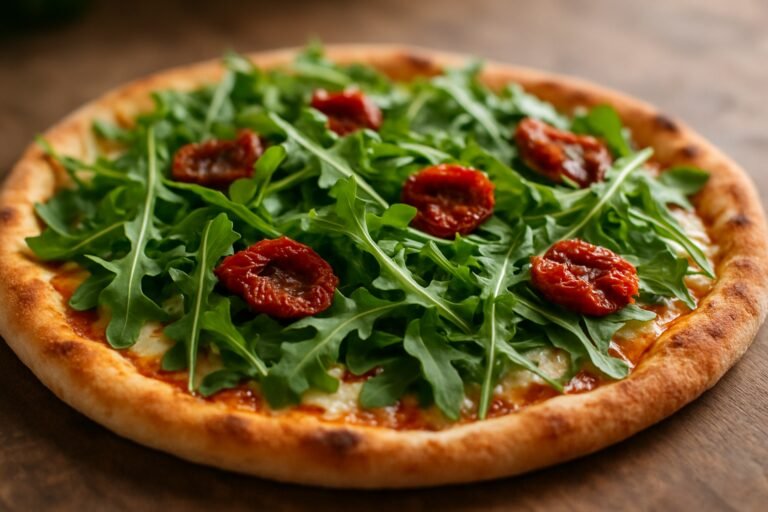 Pizza de rúcula e tomate seco pronta em 30 minutos 4 Pizza de Rúcula com Tomate Seco: Uma Explosão de Sabor!