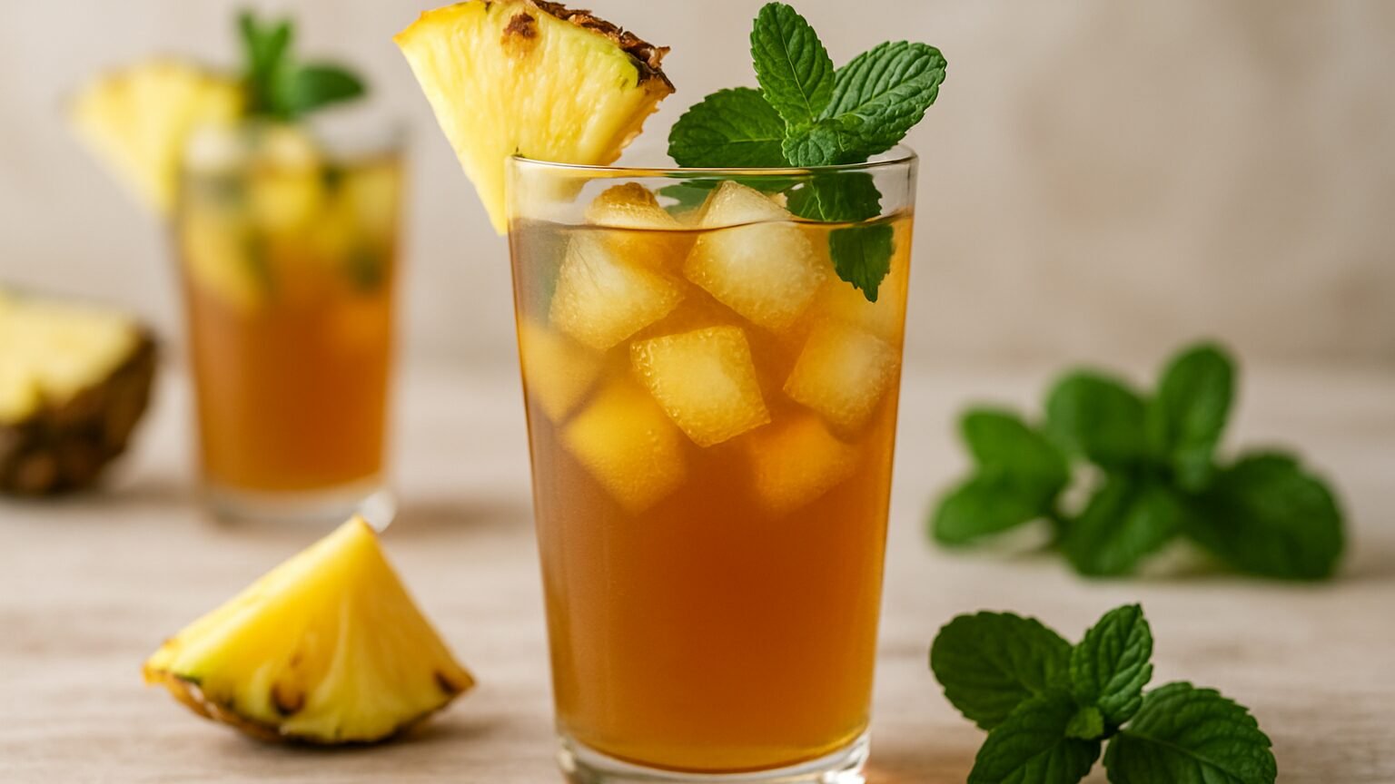 Refresque-se com Chá Gelado de Abacaxi com Hortelã! 2 Refresque-se com Chá Gelado de Abacaxi com Hortelã!