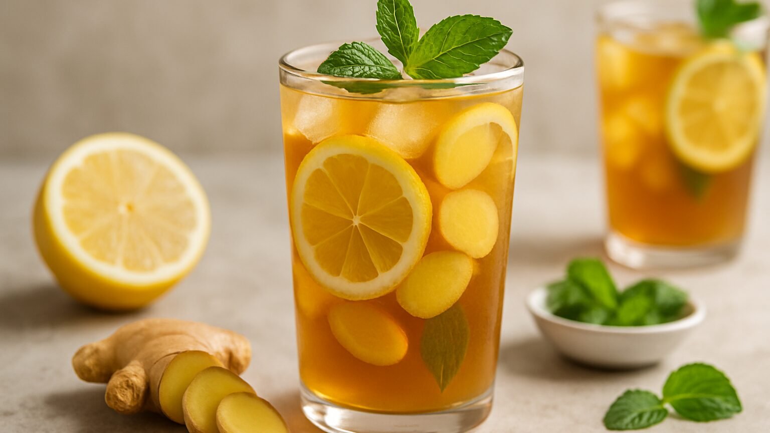 Refresque-se com Chá Gelado Detox de Limão e Gengibre