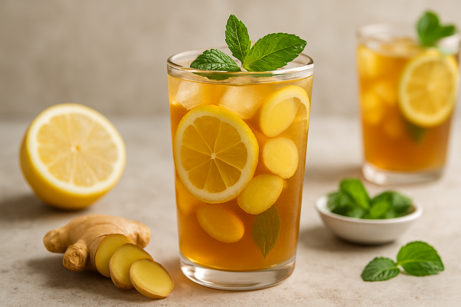 Refresque-se com Chá Gelado Detox de Limão e Gengibre