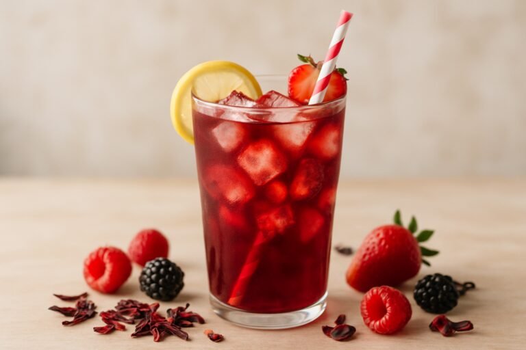 Refresque-se com o Delicioso Chá Gelado de Hibisco com Frutas Vermelhas!