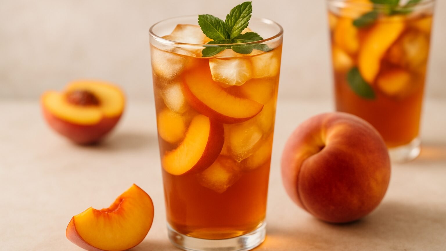 Refresque-se com um Delicioso Chá Gelado de Pêssego Natural