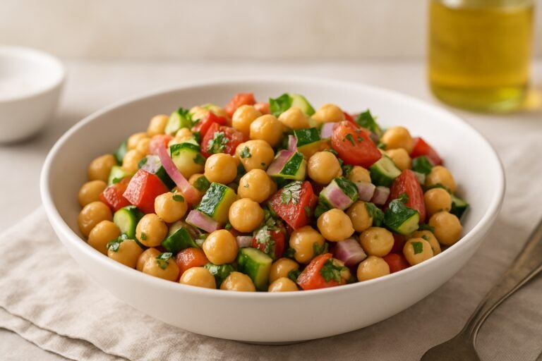 Salada de Grão-de-Bico Temperada: Uma Opção Saudável e Refrescante!
