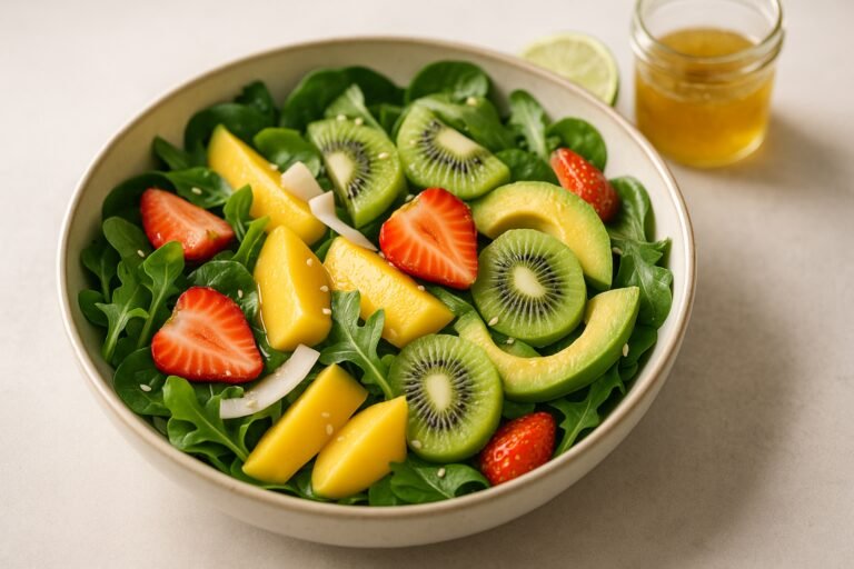 Salada Tropical Refrescante com Molho de Mel e Limão