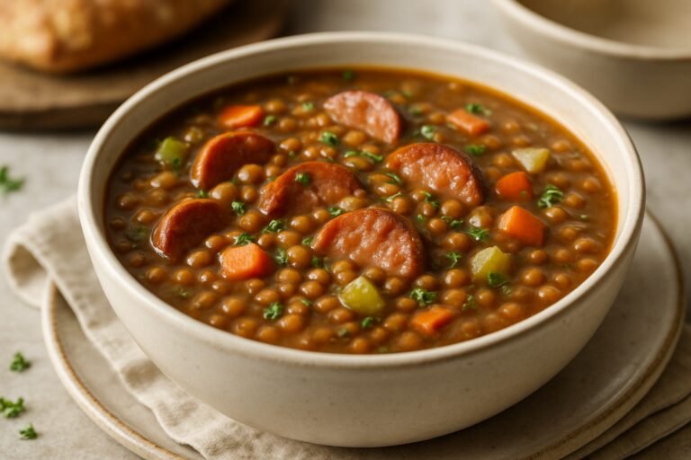 Sopa de Lentilha com Linguiça Saborosa: Um Conforto em Forma de Sopa!