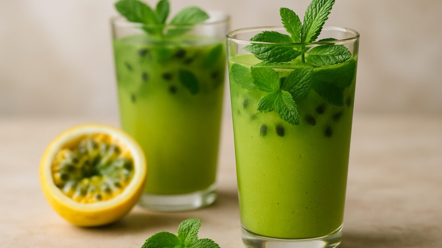 Maracujá e hortelã: o suco detox que acalma em minutos