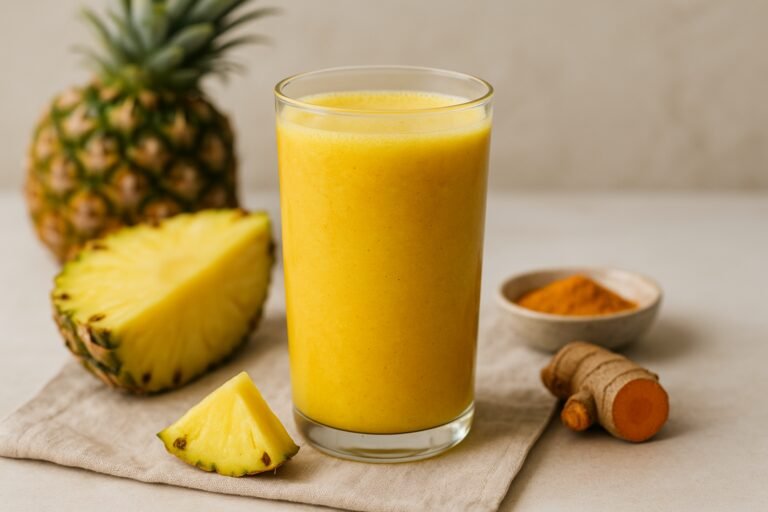 Suco detox com abacaxi e cúrcuma em 10 minutos