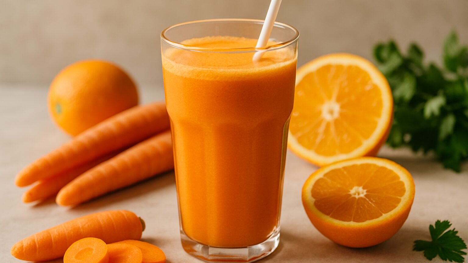 Suco detox com cenoura e laranja pronto em 10 minutos