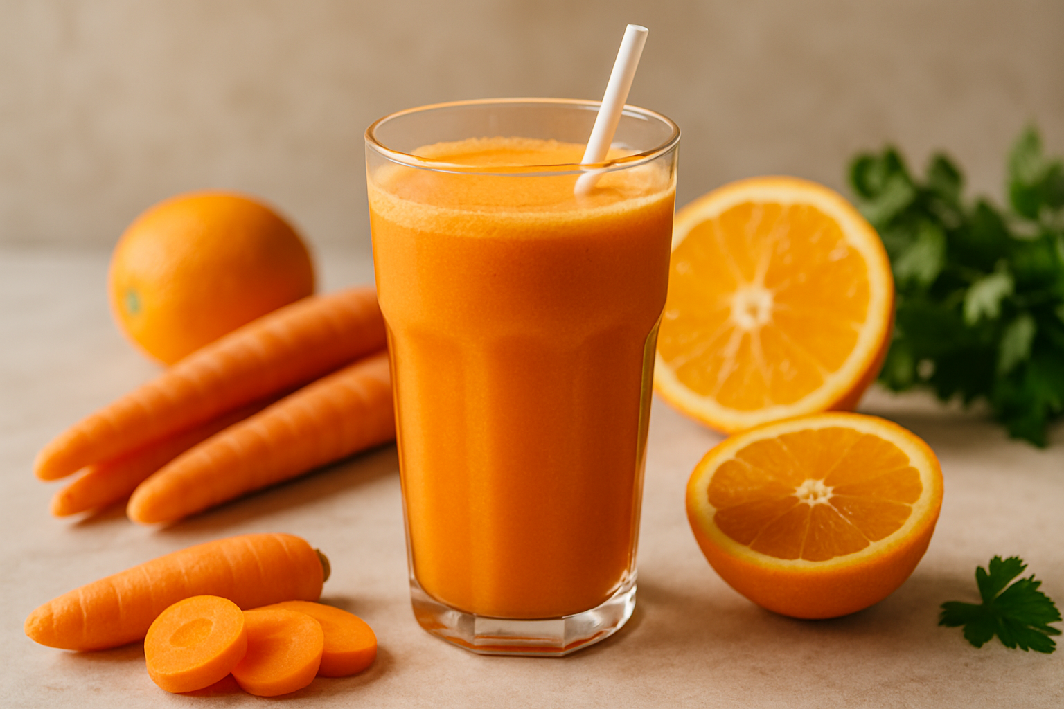 Suco detox com cenoura e laranja pronto em 10 minutos