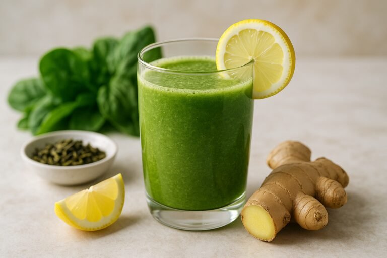 Suco detox com chá verde e gengibre em 10 minutos
