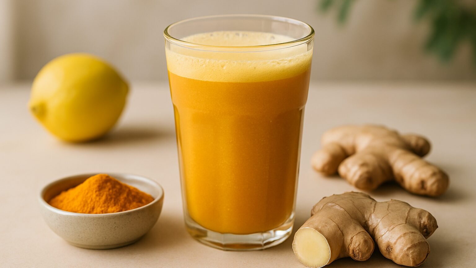 Suco detox com cúrcuma e gengibre em 10 minutos