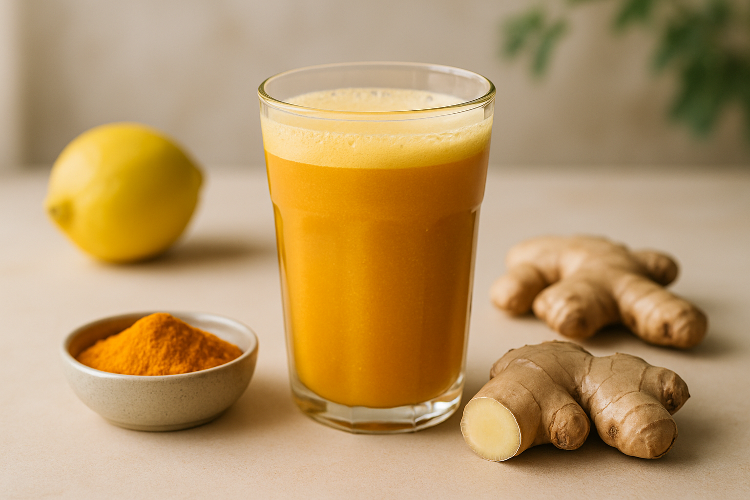 Suco detox com cúrcuma e gengibre em 10 minutos