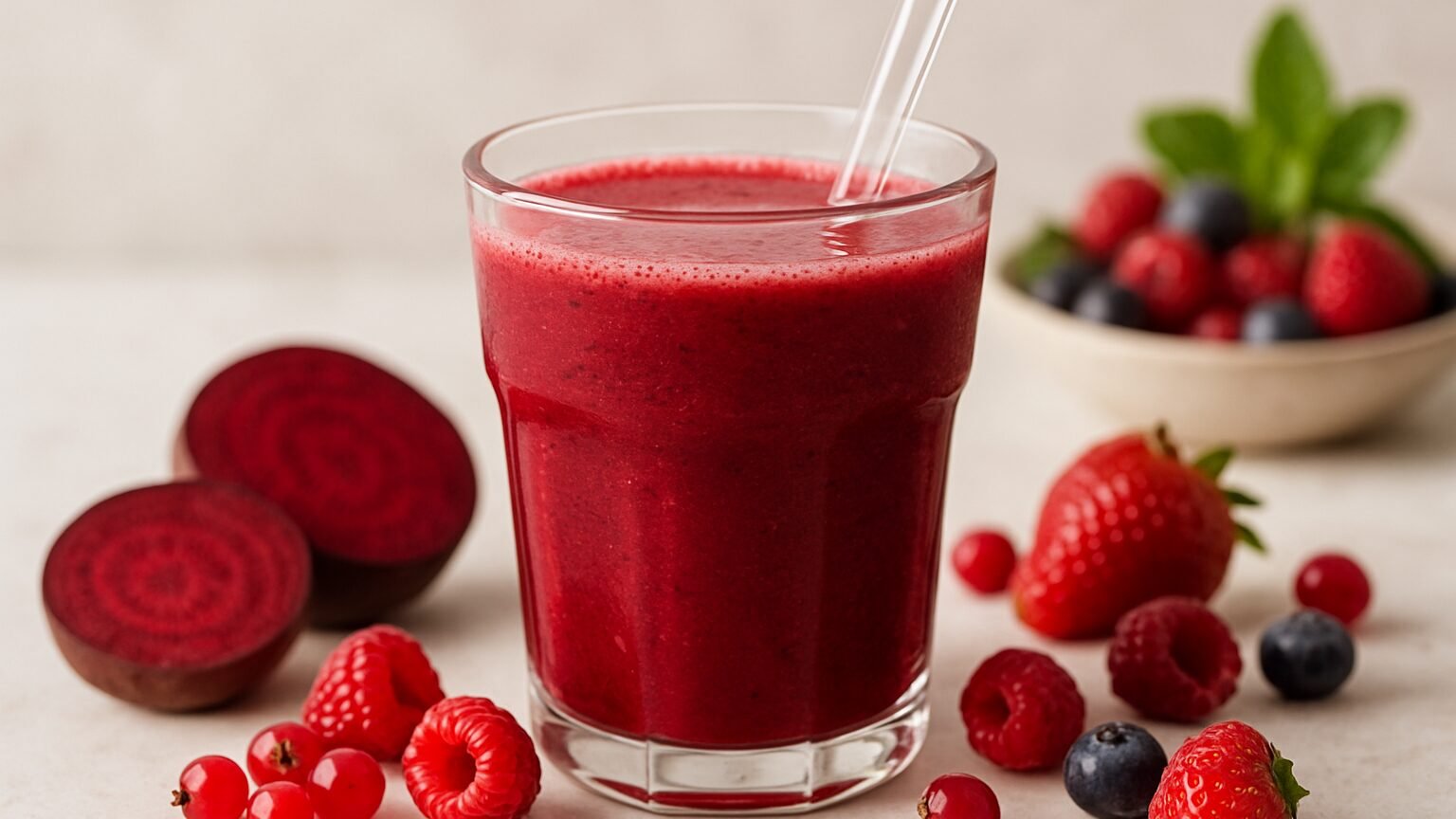 Suco detox de beterraba e frutas vermelhas em 10 minutos